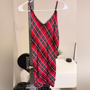 Victoria's Secret Red Plaid Chemise with Lace Trim